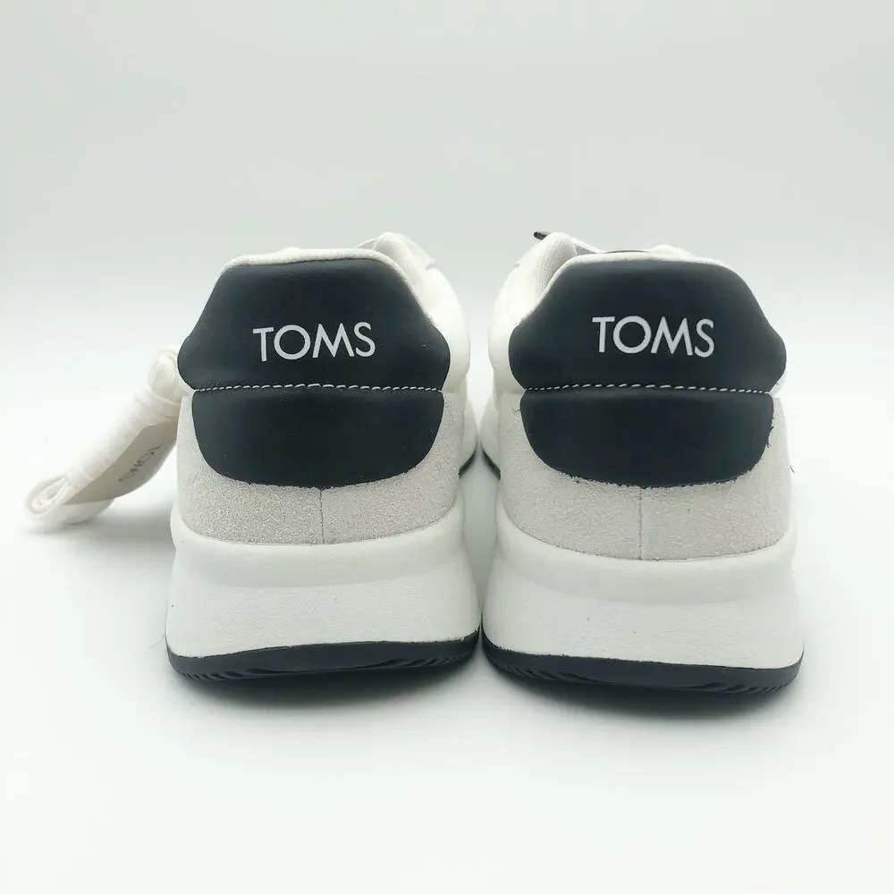 Toms Mens TRVL LITE Retro Runner Casual Sneaker Size 8.5 White Suede Twill NIB